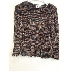 Vintage Carol Horn Sweater Size Small Earthy Bohemian Long Sleeve USA Made Brown